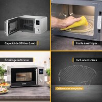 TZS First Austria Digitale Mikrowelle mit Grill, 700W, 800W Grill, 20L Kapazit&auml;t, LED-Display, Auftaufunktion, 8 Automatikprogramme, Drehteller, Zeitschaltuhr, Kindersicherung