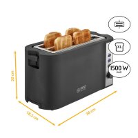TZS First Austria Toaster 4 Scheiben Langschlitz, 6 Stufen, 1200-1500W, Brotzentrierung, inkl. Kr&uuml;melfach