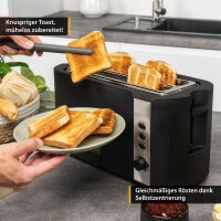 TZS First Austria Toaster 4 Scheiben Langschlitz, 6 Stufen, 1200-1500W, Brotzentrierung, inkl. Kr&uuml;melfach