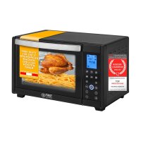 TZS First Austria Elektrischer Minibackofen, 1600 Watt, Digitalanzeige, kompakter Elektroofen f&uuml;r den Tischgebrauch, zum Backen & Grillen, mit digitalem Bedienfeld, inkl. Drehspie&szlig;, in Schwarz