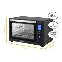 TZS First Austria Elektrischer Minibackofen, 1600 Watt, Digitalanzeige, kompakter Elektroofen f&uuml;r den Tischgebrauch, zum Backen & Grillen, mit digitalem Bedienfeld, inkl. Drehspie&szlig;, in Schwarz