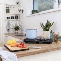 TZS First Austria Infrarot Kochplatte einzeln, elektrisch, Glaskeramik Kochplatte mit Infrarot-W&auml;rme, 1200W, stufenloser  Temperaturregelung, mobile Kochplatte, 17,5 cm, schwarz