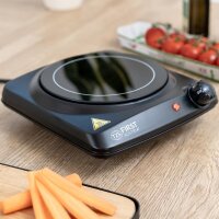 TZS First Austria Infrarot Kochplatte einzeln, elektrisch, Glaskeramik Kochplatte mit Infrarot-W&auml;rme, 1200W, stufenloser  Temperaturregelung, mobile Kochplatte, 17,5 cm, schwarz