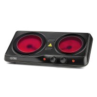 TZS First Austria Infrarot Kochplatte einzeln, elektrisch, Glaskeramik Kochplatte mit Infrarot-W&auml;rme, 1200W, stufenloser  Temperaturregelung, mobile Kochplatte, 17,5 cm, schwarz