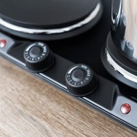 TZS First Austria Doppelkochplatte, 2500 W, elektrische Herdplatte aus Gusseisen, 2 Kochfelder, mobile Kochplatte f&uuml;r Camping & Reisen, stufenlose Temperatureinstellung, schwarz