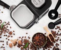 TZS First Austria Espressomaschine, f&uuml;r viele Kaffeespezialit&auml;ten, 0,25 L Kanne & Messl&ouml;ffel, Dampfd&uuml;se zum Milch aufsch&auml;umen, in Schwarz/Edelstahl, 800 W