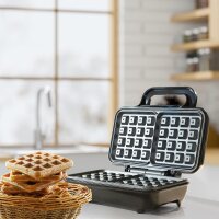 TZS First Austria Waffeleisen 700 W 2 F&auml;cher, antihaftbeschichtete Platte mit Kochanzeige, 350 W pro 11 x 11 cm Belgische Waffel, Mini-Waffeleisen