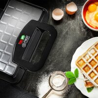 TZS First Austria Waffeleisen 700 W 2 F&auml;cher, antihaftbeschichtete Platte mit Kochanzeige, 350 W pro 11 x 11 cm Belgische Waffel, Mini-Waffeleisen