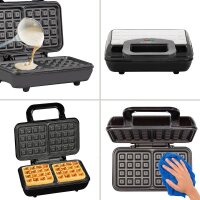TZS First Austria Waffeleisen 700 W 2 F&auml;cher, antihaftbeschichtete Platte mit Kochanzeige, 350 W pro 11 x 11 cm Belgische Waffel, Mini-Waffeleisen