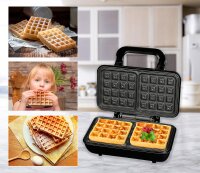 TZS First Austria Waffeleisen 700 W 2 F&auml;cher, antihaftbeschichtete Platte mit Kochanzeige, 350 W pro 11 x 11 cm Belgische Waffel, Mini-Waffeleisen