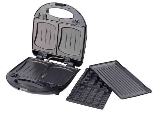 TZS First Austria Sandwichmaker, 700 Watt, 3-in-1-Funktion: f&uuml;r Sandwiches, Grillgut und Waffeln, antihaftbeschichtete Platten, dezentes Edelstahl-Design