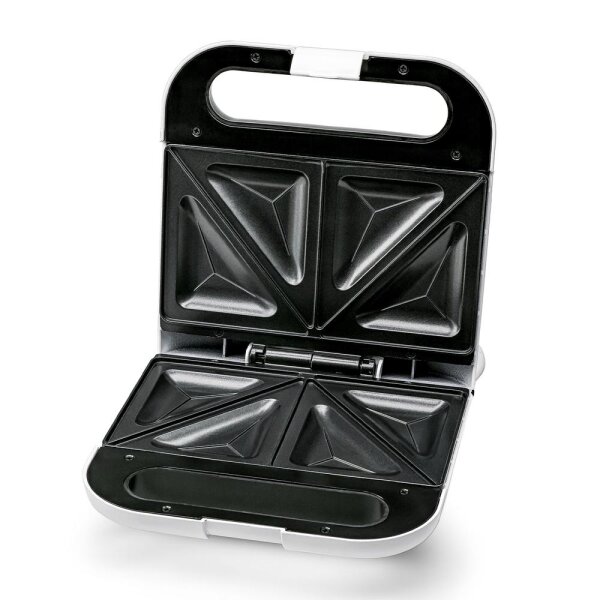 TZS First Austria Sandwichmaker mit Grillplatte, 800 Watt, Antihaftbeschichtete Platten, automatische Temperaturregelung, schlankes modernes Design in Hochglanzwei&szlig;