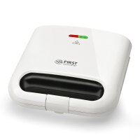 TZS First Austria Sandwichmaker mit Grillplatte, 800 Watt, Antihaftbeschichtete Platten, automatische Temperaturregelung, schlankes modernes Design in Hochglanzwei&szlig;