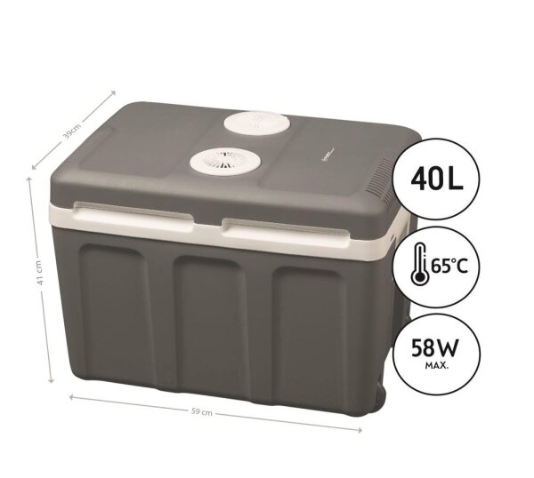 TZS First Austria K&uuml;hlbox 40 Liter, mit Rollen, Trolly, W&Auml;RMT + K&Uuml;HLT, Thermo-Elektrische K&uuml;hlbox 12 Volt und 230 Volt, tragbarer Mini-K&uuml;hlschrank | f&uuml;r Auto und Camping