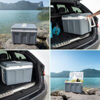 TZS First Austria K&uuml;hlbox 40 Liter, mit Rollen, Trolly, W&Auml;RMT + K&Uuml;HLT, Thermo-Elektrische K&uuml;hlbox 12 Volt und 230 Volt, tragbarer Mini-K&uuml;hlschrank | f&uuml;r Auto und Camping