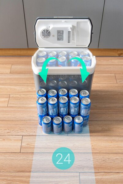 TZS First Austria tragbare elektrische K&uuml;hlbox, 24L, k&uuml;hlt und w&auml;rmt, Thermo-Elektrische K&uuml;hlbox 12 Volt und 230 Volt, f&uuml;r Auto und Camping, mobil, tragbarer Mini-K&uuml;hlschrank