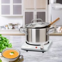 TZS First Austria Kochplatte, elektrisches Kochfeld aus Gusseisen, Herdplatten f&uuml;r Zuhause, Camping & Reisen, Thermostat mit 5 Temperaturstufen, in Wei&szlig;