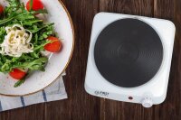 TZS First Austria Kochplatte, elektrisches Kochfeld aus Gusseisen, Herdplatten f&uuml;r Zuhause, Camping & Reisen, Thermostat mit 5 Temperaturstufen, in Wei&szlig;