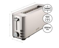 TZS First Austria Doppel Kurzschlitz Toaster, 2 Scheiben, Edelstahl, 850W, 7 Stufen, Warmhaltefunktion, inkl. Kr&uuml;melschale