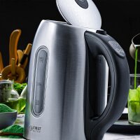 TZS First Austria Edelstahl Wasserkocher 2200W, 1,7 L, Temperatureinstellung 60-100 Grad, Warmhaltefunktion, Kalkfilter, verdecktes Heizelement, LED Beleuchtungsfarbe