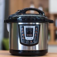 TZS First Austria Druckkochtopf elektronisch 6L | Multikocher | 8 Programme Schnellkochtopf | Reiskocher | Warmhaltefunktion, Dampfgarer