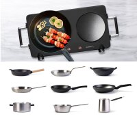 TZS First Austria Doppelkochplatte Infrarot mit Kochfeld, 2500W , f&uuml;r jedes Kochgeschirr geeignet, stufenlose Termostateinstellung, Kontrollleuchte und &Atilde;&oelig;berhitzungsschutz