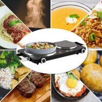 TZS First Austria Doppelkochplatte Infrarot mit Kochfeld, 2500W , f&uuml;r jedes Kochgeschirr geeignet, stufenlose Termostateinstellung, Kontrollleuchte und &Atilde;&oelig;berhitzungsschutz