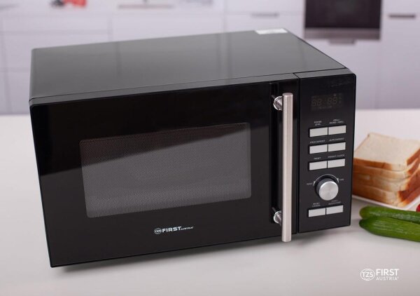 TZS First Austria -  20 Liter leistungsstarke Mikrowelle 1400 Watt mit Grillfunktion 1000 Watt | Pizza und Kaffee-Programm, Kapazit&auml;t 20 Liter, 5 Programme, schwarz