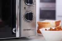 TZS First Austria &ndash; 20 Liter leistungsstarke Mikrowelle 1200 Watt mit Grillfunktion 900 Watt | Pizza und Kaffee-Programm, Kapazit&auml;t 20 Liter, 5 Programme, silber
