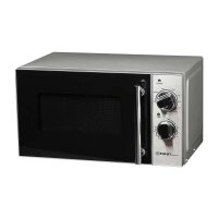 TZS First Austria &ndash; 20 Liter leistungsstarke Mikrowelle 1200 Watt mit Grillfunktion 900 Watt | Pizza und Kaffee-Programm, Kapazit&auml;t 20 Liter, 5 Programme, silber