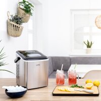 TZS First Austria Eisw&uuml;rfelmaschine mit tragbarem Griff 12kg/24Std 7-9 Minuten Produktionszeit, 2 Eisw&uuml;rfelgr&ouml;&szlig;en, Ice Maker, crushed ice, 1,8 L Wassertank, 120W, Edelstahl