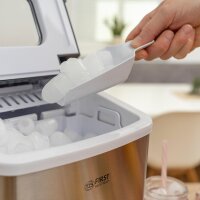 TZS First Austria Eisw&uuml;rfelmaschine mit tragbarem Griff 12kg/24Std 7-9 Minuten Produktionszeit, 2 Eisw&uuml;rfelgr&ouml;&szlig;en, Ice Maker, crushed ice, 1,8 L Wassertank, 120W, Edelstahl
