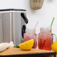 TZS First Austria Eisw&uuml;rfelmaschine mit tragbarem Griff 12kg/24Std 7-9 Minuten Produktionszeit, 2 Eisw&uuml;rfelgr&ouml;&szlig;en, Ice Maker, crushed ice, 1,8 L Wassertank, 120W, Edelstahl