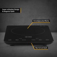 TZS First Austria Induktionskochplatte doppelt, 3500W, 10-stufige Temperaturregelung, Timer, Kindersicherung, Sensor touch control, Camping, mobil