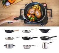 TZS First Austria Infrarot Kochplatte, Glaskeramik mit Infrarot-W&auml;rme, 1500 W, mobiles Kochfeld, silber-schwarz