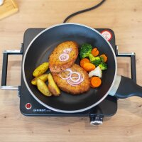 TZS First Austria Infrarot Kochplatte, Glaskeramik mit Infrarot-W&auml;rme, 1500 W, mobiles Kochfeld, silber-schwarz