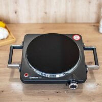 TZS First Austria Infrarot Kochplatte, Glaskeramik mit Infrarot-W&auml;rme, 1500 W, mobiles Kochfeld, silber-schwarz