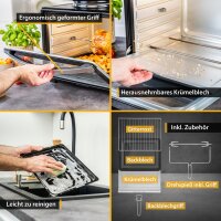 TZS First Austria Mini-Backofen mit Kochplatten | Backblech, Drehspie&szlig;, Grillrost, Kr&uuml;melblech | 5 Backstufen |  Innenbeleuchtung, max. 230 &deg;C | kompakt f&uuml;r Camping, Wohnheim und Kleink&uuml;chen