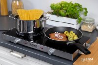 TZS First Austria Kochplatte Doppel elektrisch mit 20cm und 16,5cm Kochfeld, jedes Kochgeschirr geeignet, 300&deg;C in 30 Sek. | mit Tragegriffe, infrarot Doppelkochplatte | Metallgeh&auml;use, 2800W