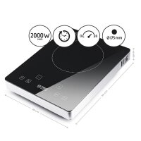 TZS First Austria Infrarot Kochplatte einzeln, elektrisch, Glaskeramik Kochplatte mit Infrarot-W&auml;rme, 2000W, Touch-Bedienfeld, mobile Kochplatte, Cerankochfeld 17,5 cm, schwarz