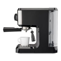 TZS First Austria Espressomaschine, f&uuml;r viele Kaffeespezialit&auml;ten & Kaffeepads geeignet, Dampfd&uuml;se zum Milch aufsch&auml;umen, in Schwarz/Edelstahl, 1050 W