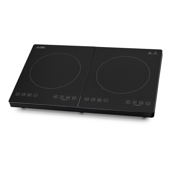 TZS First Austria Induktionskochplatte doppelt, 3500W, 10-stufige Temperaturregelung, Timer, Kindersicherung, Sensor touch control, Camping, mobil