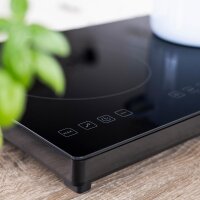 TZS First Austria Induktionskochplatte doppelt, 3500W, 10-stufige Temperaturregelung, Timer, Kindersicherung, Sensor touch control, Camping, mobil