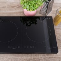 TZS First Austria Induktionskochplatte doppelt, 3500W, 10-stufige Temperaturregelung, Timer, Kindersicherung, Sensor touch control, Camping, mobil