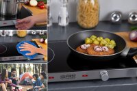 TZS First Austria Kochplatte Doppel elektrisch mit 20cm und 16,5cm Kochfeld, jedes Kochgeschirr geeignet, 300 &deg;C in 30 Sek. | mit Tragegriffe, infrarot Doppelkochplatte | Metallgeh&auml;use, 2800W