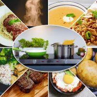 TZS First Austria Kochplatte Doppel elektrisch mit 20cm und 16,5cm Kochfeld, jedes Kochgeschirr geeignet, 300 &deg;C in 30 Sek. | mit Tragegriffe, infrarot Doppelkochplatte | Metallgeh&auml;use, 2800W