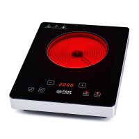 TZS First Austria Kochplatte Doppel elektrisch mit 20cm und 16,5cm Kochfeld, jedes Kochgeschirr geeignet, 300 &deg;C in 30 Sek. | mit Tragegriffe, infrarot Doppelkochplatte | Metallgeh&auml;use, 2800W