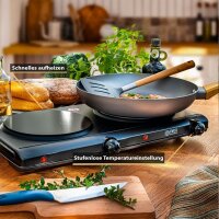 TZS First Austria Keramik-Kochfeld | Doppel-Kochplatte | 2 Kochplatten | Infrarot | 19 cm Durchmesser, einstellbare Temperatur | f&uuml;r Umzug, Camping, Unterwegs, Ferienwohnung
