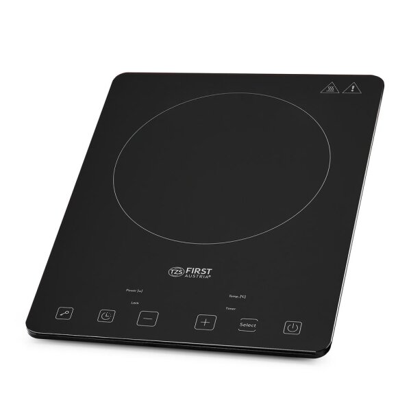 TZS First Austria Induktionskochplatte einzeln | 2000W | Slim-Design | 10-stufige Temperaturregelung | Timer | Kindersicherung | Sensor touch control | Camping, mobil