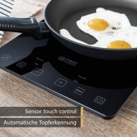TZS First Austria Induktionskochplatte einzeln | 2000W | Slim-Design | 10-stufige Temperaturregelung | Timer | Kindersicherung | Sensor touch control | Camping, mobil